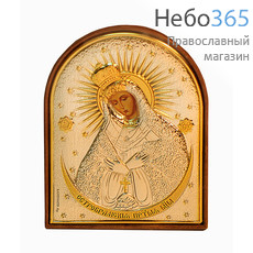  Икона в ризе (Ж) EK2-PAG 6х7,5, шелкография, посеребрение, позолота, на пластиковой основе Божией Матери Остробрамская, фото 1 