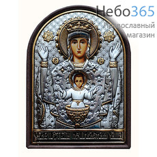  Икона в ризе (Ж) EK2-PAG 6х7,5, шелкография, посеребрение, позолота, на пластиковой основе Божией Матери Неупиваемая Чаша, фото 1 