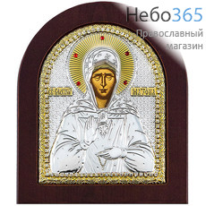  Икона в ризе (Ж) EK399-ХAG 11х13, шелкография, посеребрение, позолота, на деревянной основе, стразы Матрона Московская, блаженная, фото 1 