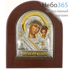  Икона в ризе EK2-XAG 8х10, шелкография, серебрение, золочение, на деревянной основе икона Божией Матери Казанская, фото 1 