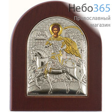  Икона в ризе EK2-XAG 8х10, шелкография, серебрение, золочение, на деревянной основе Димитрий Солунский, великомученик, фото 1 
