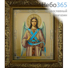  Икона в раме 14х17, полиграфия, конгревное тиснение, деревянный багет, цветной фон, под стеклом Ангел Хранитель, фото 1 