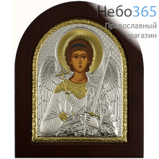  Икона в ризе (Ж) EK3-ХАG 11х13, шелкография, серебрение, золочение, на деревянной основе, арочная, на подставке Ангел Хранитель, фото 1 