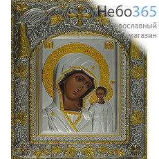  Икона в ризе (Крп) 17х20,5, ультрафиолетовая печать, чернение, лак, на МДФ основе Божией Матери Казанская, фото 1 