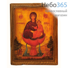  Икона на дереве (Зв) 12,5х15,5 (12,5х17,5), цифровая печать на прессованном хлопке, покрытая лаком Божией Матери Живоносный Источник, фото 1 