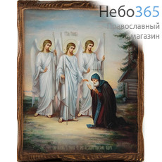  Икона на дереве (Зв) 12,5х15,5 (12,5х17,5), цифровая печать на прессованном хлопке, покрытая лаком Александр Свирский, Явление Святой Троицы (0136)000, фото 1 