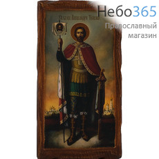  Икона на дереве 8х15,5, цифровая печать на прессованном хлопке, покрытая лаком Александр Невский, благоверный князь, фото 1 