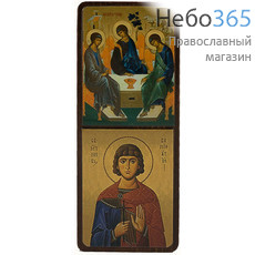  Икона на дереве 4х8 см, 4х9 см, удлиненная, покрытая лаком (КиД-018) Святая Троица (№371)- мученик Вонифатий, фото 1 