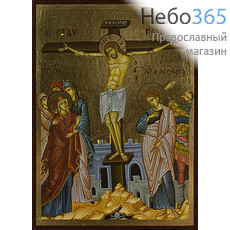  Икона на дереве 10х14, AX0, золотой фон, литография Распятие, фото 1 