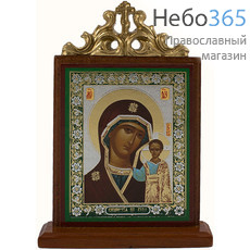  Икона на дереве 6х9 см, с навершием, на подставке (Мис) икона Божией Матери Казанская (х731), фото 1 