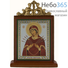  Икона на дереве 6х9 см, с навершием, на подставке (Мис) икона Божией Матери Семистрельная (х740), фото 1 