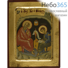  Икона на дереве B 2, 14х18, ручное золочение, с ковчегом Иоанн Богослов и Прохор, апостолы, фото 1 