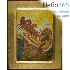  Икона на дереве B 2, 14х18, ручное золочение, с ковчегом Илия, пророк, огненное восхождение, фото 1 