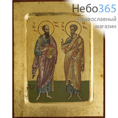  Икона на дереве B 2, 14х18, ручное золочение, с ковчегом Петр и Павел, апостолы, фото 1 