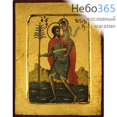  Икона на дереве B 4, 18х24, ручное золочение, с ковчегом Христофор Ликийский, мученик, фото 1 