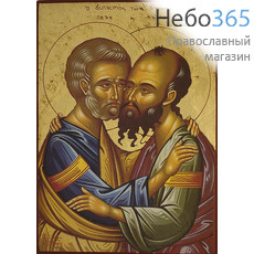  Икона на дереве B 5, 19х26,  ручное золочение Петр и Павел, апостолы, фото 1 