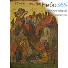  Икона на дереве (Нпл) B 5, 19х26,  ручное золочение Исцеление Христом различных страданий и болезней (2385), фото 1 