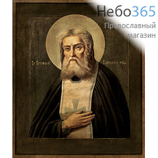  Икона на дереве (Тих) 8-12х12, печать на левкасе, золочение Серафим Саровский, преподобный (СФ-02), фото 1 