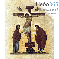  Икона на дереве (Тих) 8-12х12, печать на левкасе, золочение Распятие Христово (Р-01), фото 1 