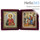  Складень бархатный 12х8,5 см, с иконами: Исцеление больных, великомученик Пантелеимон (6х7,5 см), иконы со стразами (Пкт), фото 1 