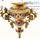  Лампада подвесная латунная "Каскад", без стакана, с эмалью со сканью, с золочением, высотой 18 см с бело- красной эмалью и красными камнями, вид № 2, фото 1 