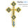  Крест напрестольный из латуни, с накладным распятием, с предстоящими, по форме Трилистник, гравировка, эмаль, 31 см, № 26, фото 1 