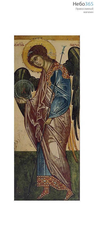  Икона на дереве 20х25 см, печать на холсте, копии старинных и современных икон (Су) Гавриил Архангел (ростовой, копия старинной иконы) (15х37 см), фото 1 