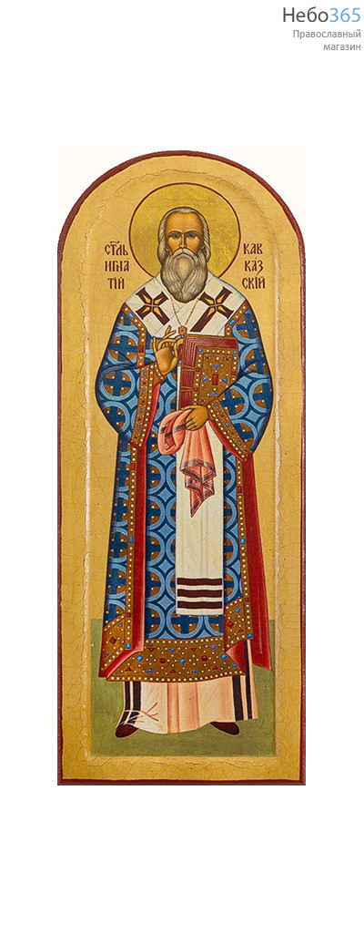  Игнатий (Брянчанинов), святитель. Икона на дереве 12х4,8 см, печать на левкасе, золочение, арочная, с ковчегом (ИБ-621) (Тих), фото 1 