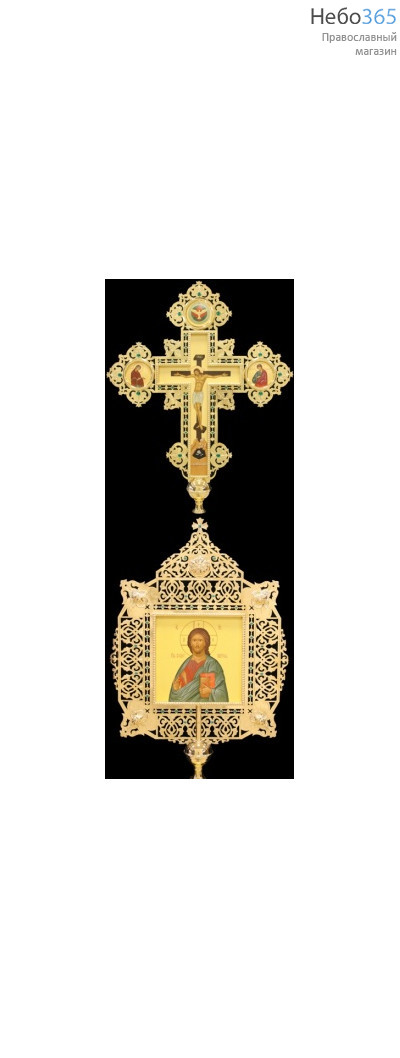  Крест-икона № 46 запрестольная выпиловка живопись золочение камни эмаль, фото 1 