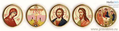  Комплект икон на митру, фотография в обрамлении, позолота (5 шт.), фото 1 
