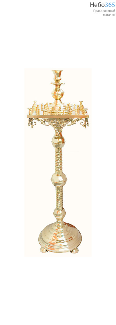  Подсвечник храмовый латунный на 40 свечей, квадратный, с элементами литья, фото 1 