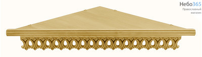  Полка для икон деревянная угловая, 1-ярусная, с резным узором Ажур, 18101 Цвет: сосна, фото 1 