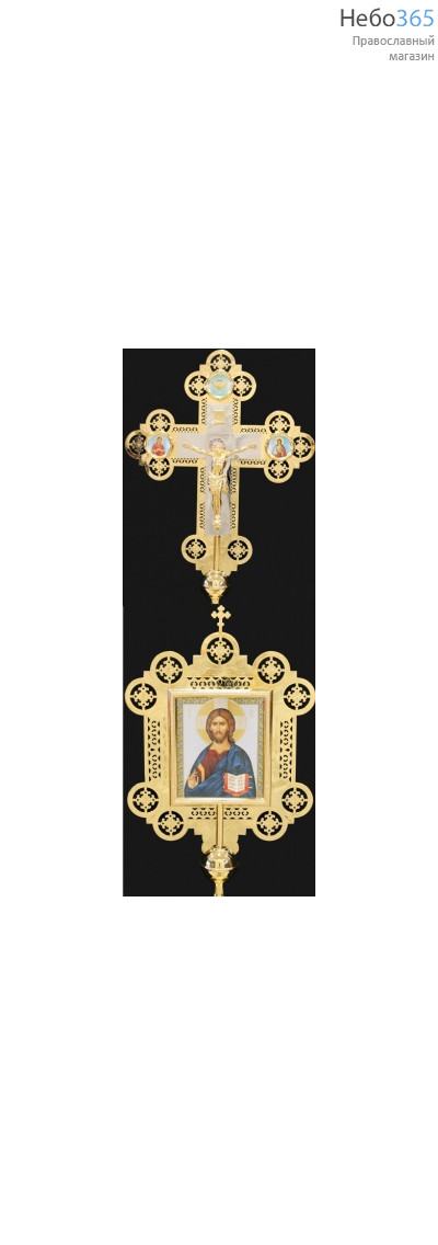  Крест-икона запрестольная с литым распятием гравировка золочение, фото 1 