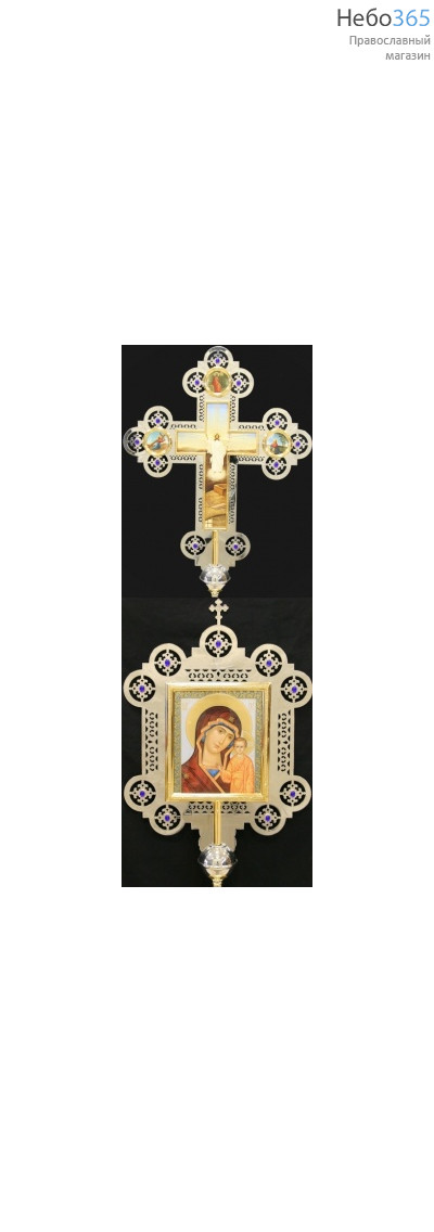  Крест-икона запрестольная частичное золочение никель гравировка камни, фото 1 