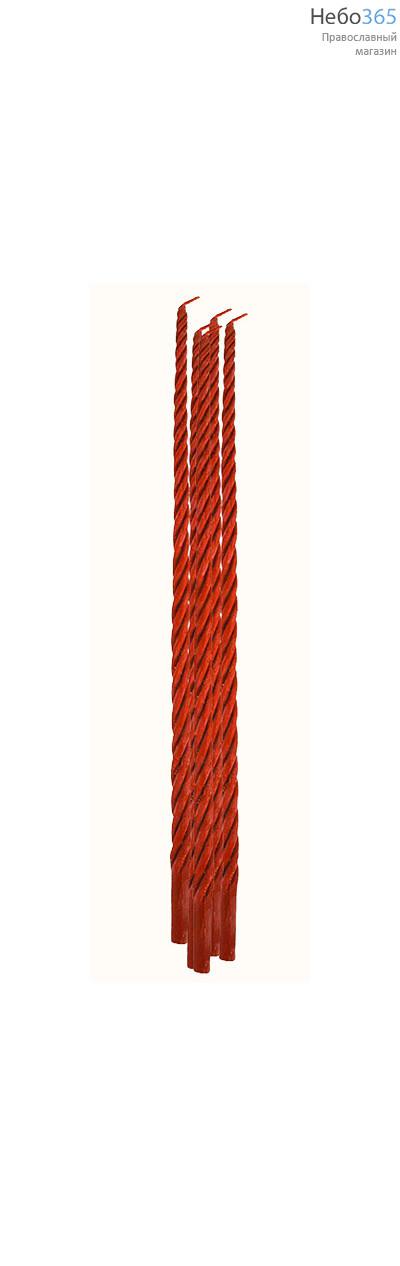  Свеча Архиерейская восковая витая красная, 100% воск (цена за компл. из 5 св.), длиной 67 см, фото 1 