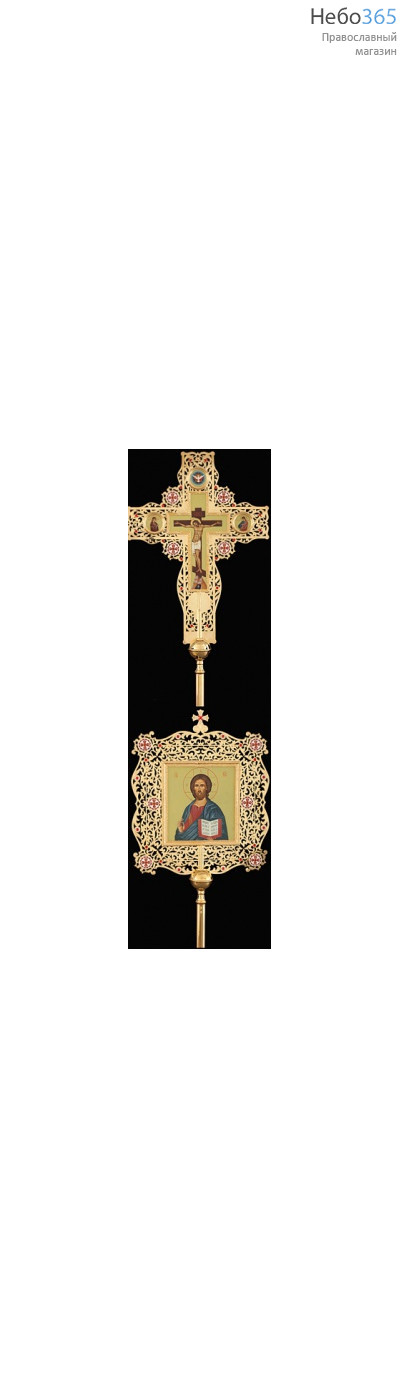  Крест-икона №7 запрестольная выпиловка гравировка живопись золочение камни, фото 1 