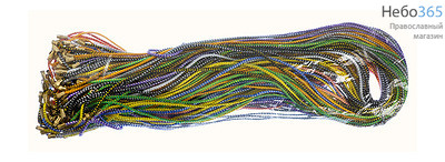  Гайтан хлопчатобумажный с люрексом, с замком, длиной 65 см, диаметром 2 мм, цвета в ассортименте (в уп. - 100 шт.) разноцветные, в ассортименте (микс), фото 1 