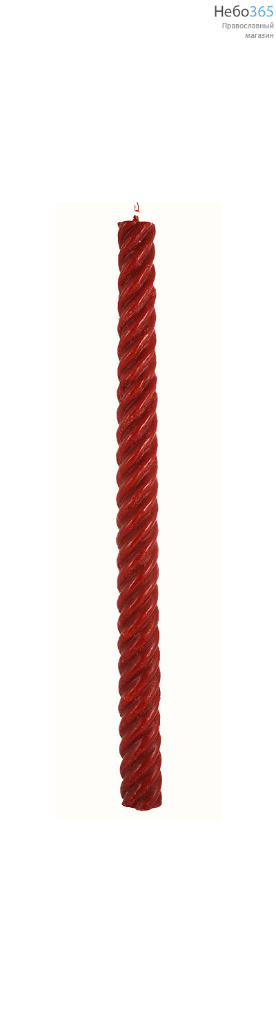  Свеча диаконская восковая витая, , красная, 100% воск, длина 60 см., фото 1 