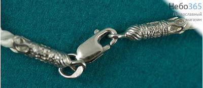  Гайтан из шнура плетённый, с ювелирным с. замком, длиной 50 см, белый, с весом замка 2 - 2,6 гр, фото 2 