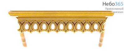  Полка для икон деревянная прямая, 1-ярусная, малая,18125 с резным узором Ажур (1- й вариант), в ассортименте Цвет: сосна, фото 1 