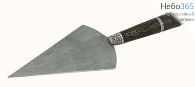 Копие большое, длина лезвия 15-18 см.. Дамасская сталь, ковка, деревянная наборная ручка, мельхиоровая фурнитура, кожаный чехол "Архиерейское"., фото 1 