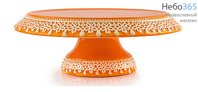  Подставка пасхальная керамическая, для кулича На ножке, 27404 цвет: оранжевый, фото 1 