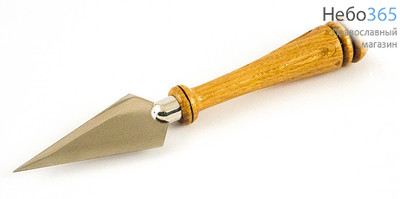  Копие среднее, серия №2, с деревянной резной ручкой, с металлическим оконечником с крестом, длиной 18 см,, фото 1 