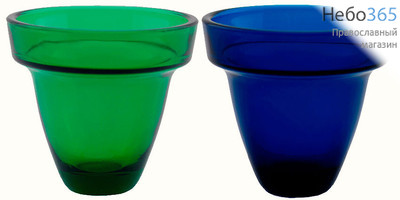  Стакан стеклянный "Византия №3", синий, зеленый, большой, "с пояском" , 215130., фото 1 