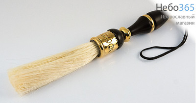  Кропило Праздничное, натуральное с эбонитовой ручкой, с позолотой, накладкой и фурнитурой, длиной 32 см, 246., фото 1 