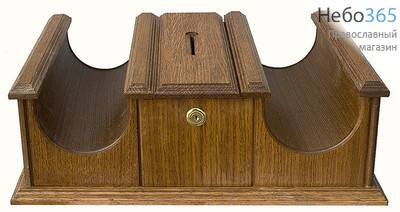  Ящик свечной деревянный двухместный, с кружкой для пожертвований, 2 видов, в ассортименте, фото 1 