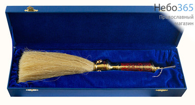  Кропило Архиерейское, натуральное, с латунной ручкой, с позолотой, со вставками и эмалью, 2.7.0130лп, фото 2 