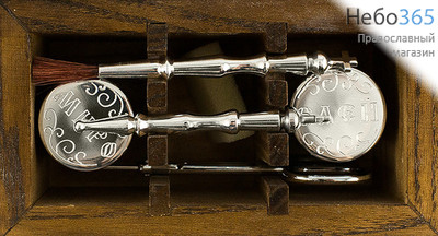 Ящик крестильный деревянный: 2 стекл. флакона, 2 стрючца, губка, складные ножницы, 6,5 х 11,5 х 8,5 см, 316-10, фото 4 