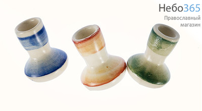  Подсвечник керамический "Капля", с однотонной цветной глазурью, в ассортименте, высотой 3,7 см (в уп. - 10 шт.)РРР, фото 2 