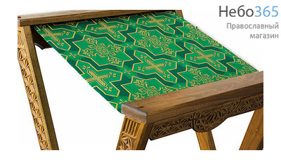  Аналой деревянный раскладной, с тканевым верхом , с резной передней панелью и ножками, 111011 цвет: зеленый, фото 1 